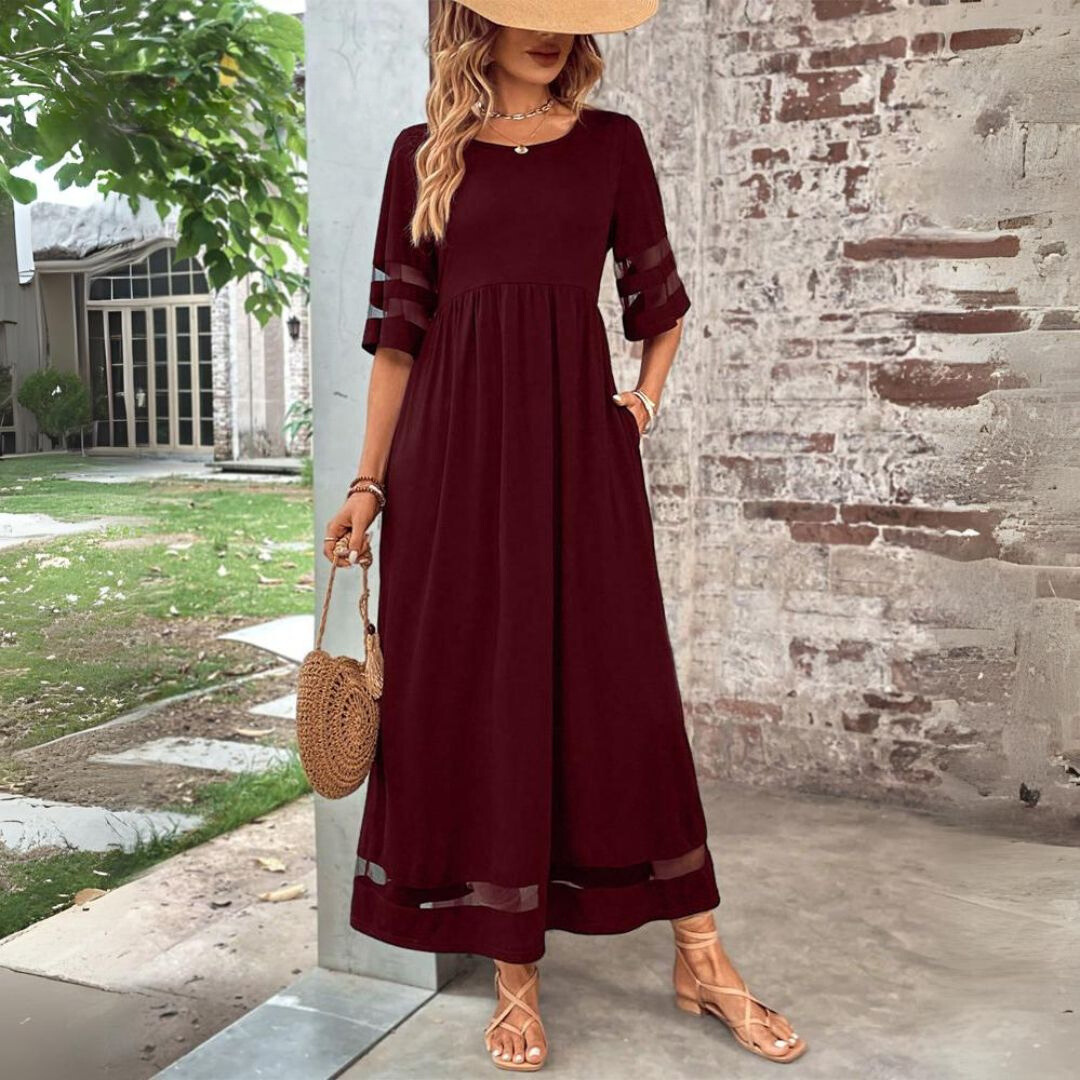Camira-Mesh Panel Midi Dress