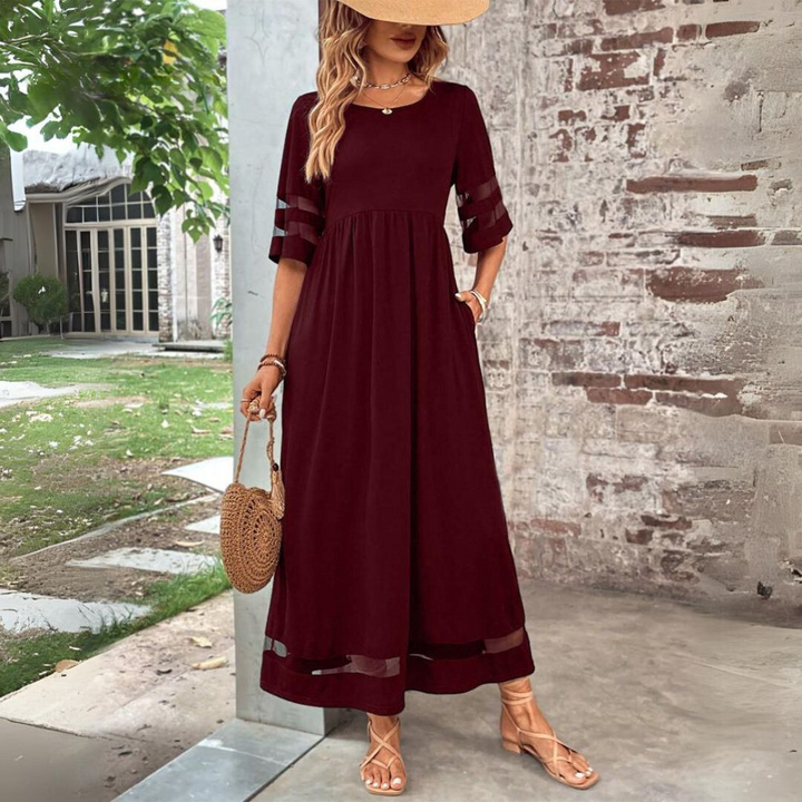 Camira-Mesh Panel Midi Dress