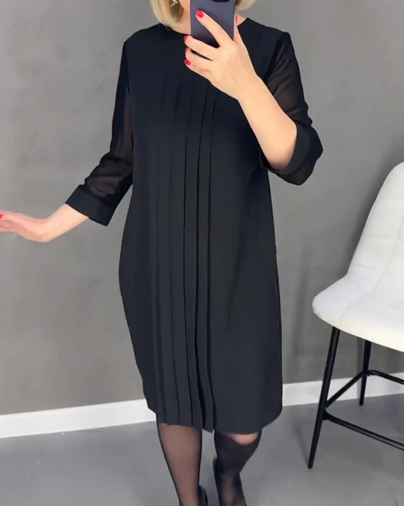 Marla-Pleated Shift Dress