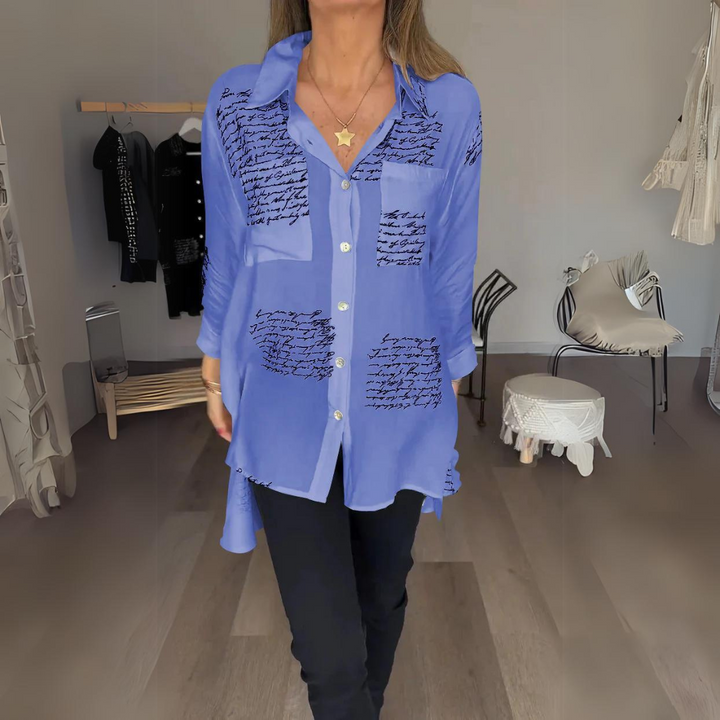 Romi-Script Print Button-Down Shirt