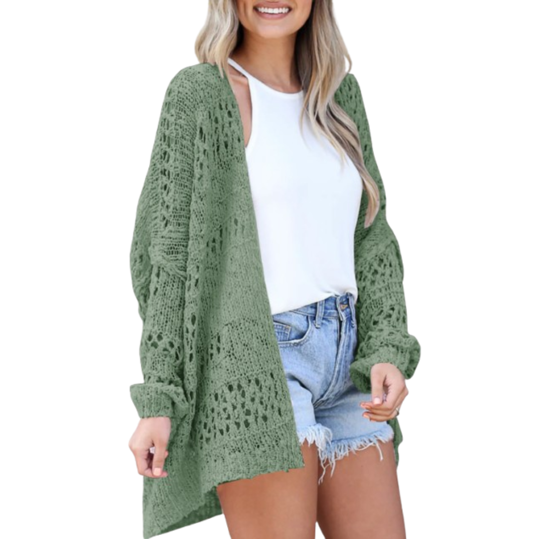 Harper-Open-Knit Longline Cardigan