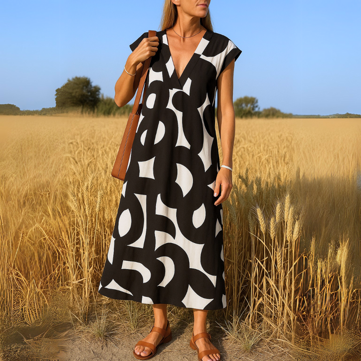 Lana – Abstract Flowy V-Neck Dress