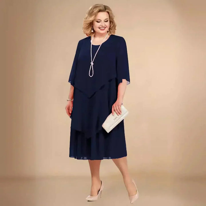 Celeste-Layered Elegance Midi Dress