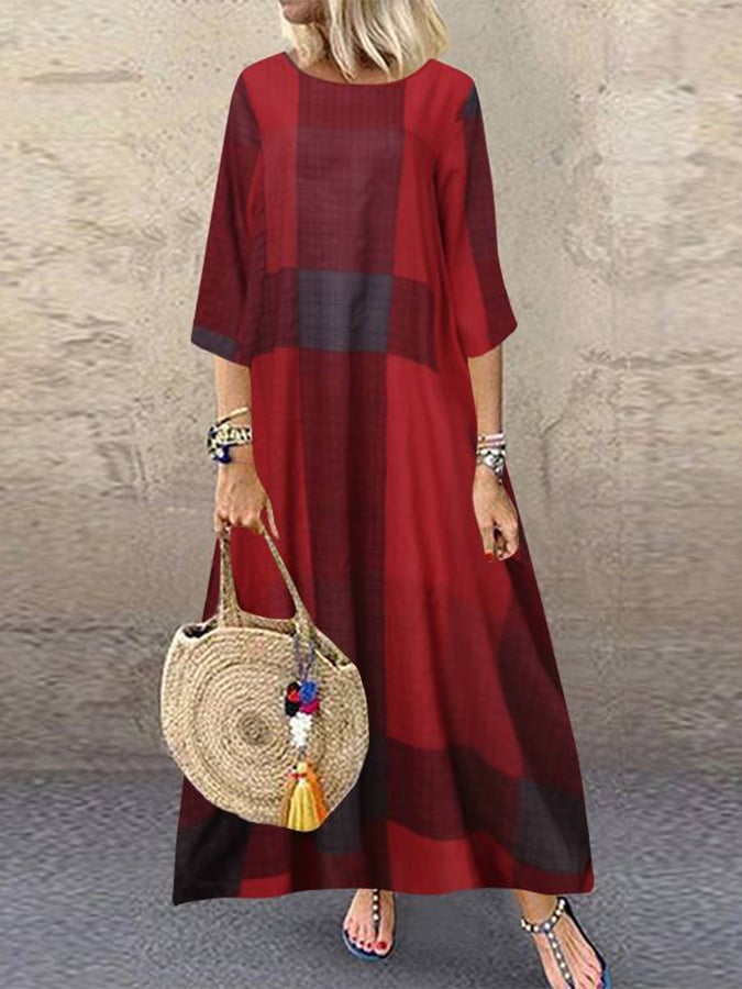 Viola - Soft Plaid Maxi Dress