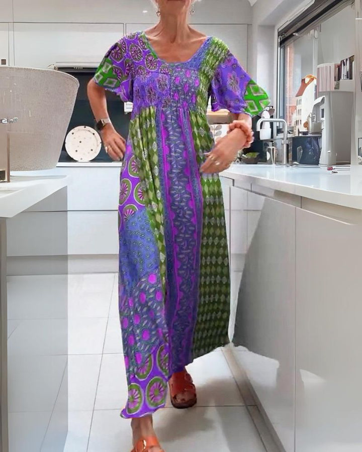 Rosalyn - Boho Patch Maxi Dress