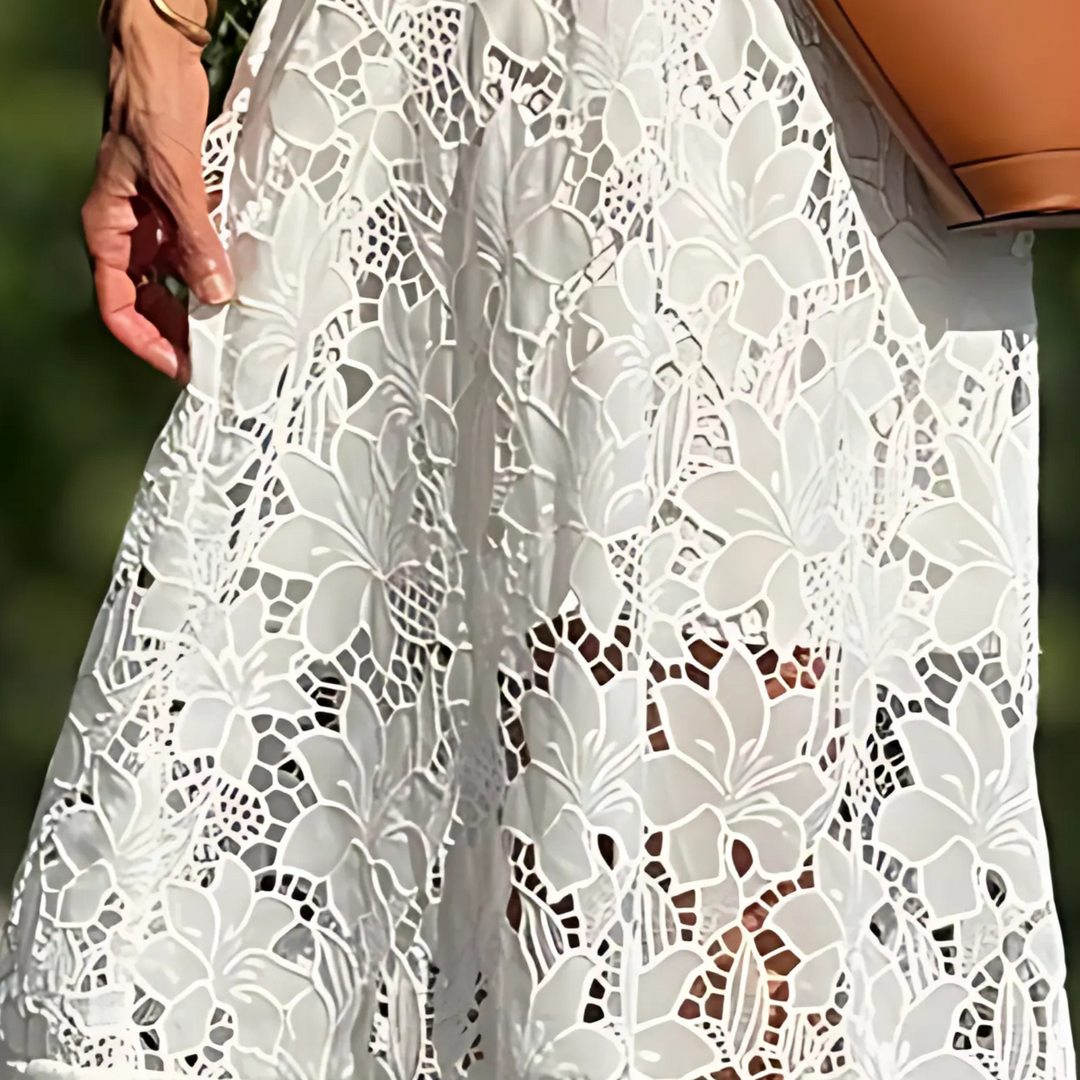 Donna - Embroidered Lace Midi Dress