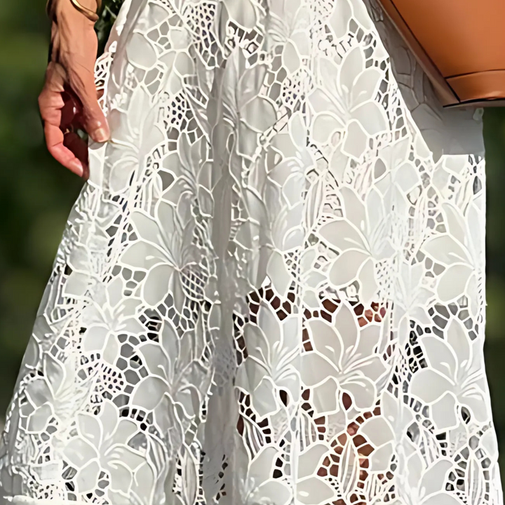 Donna - Embroidered Lace Midi Dress