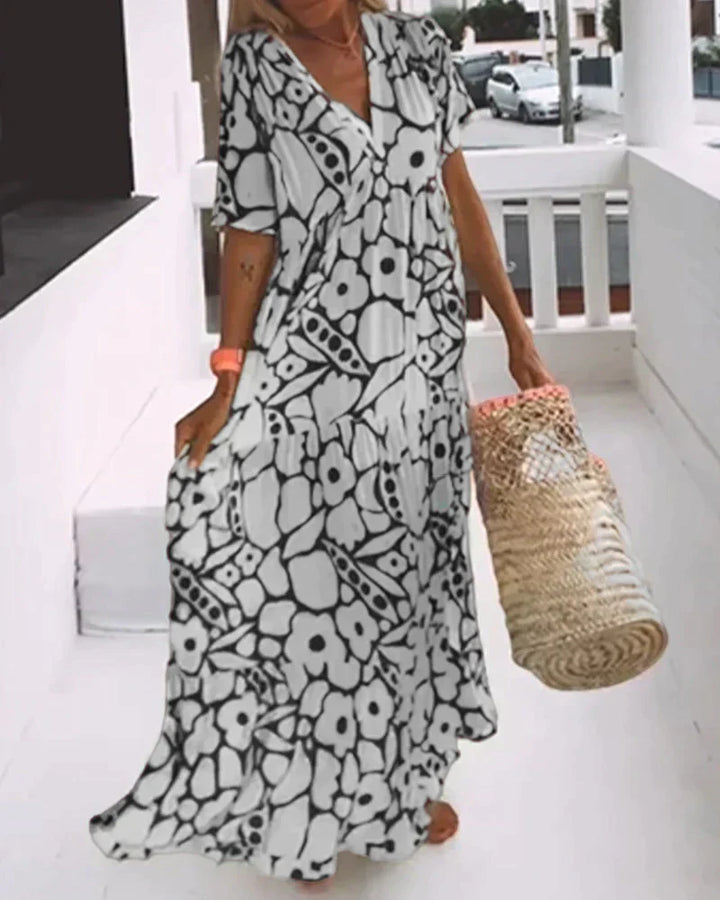 Maya – Relaxed V-Neck Floral Maxi