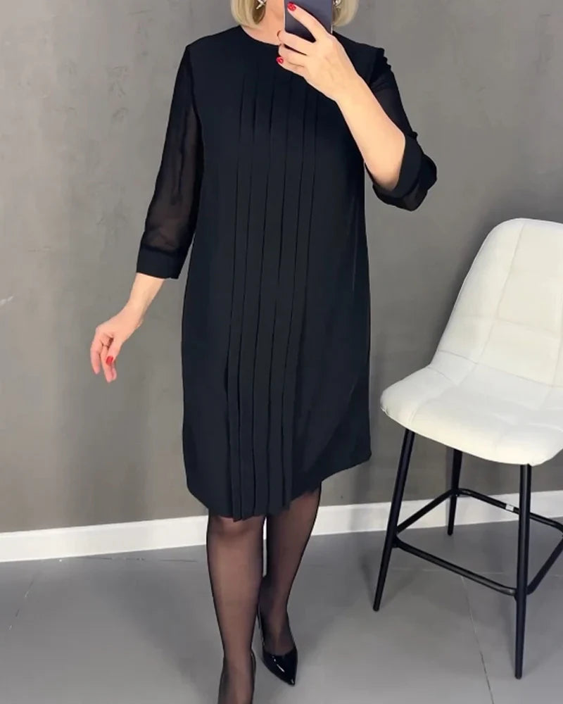 Marla-Pleated Shift Dress