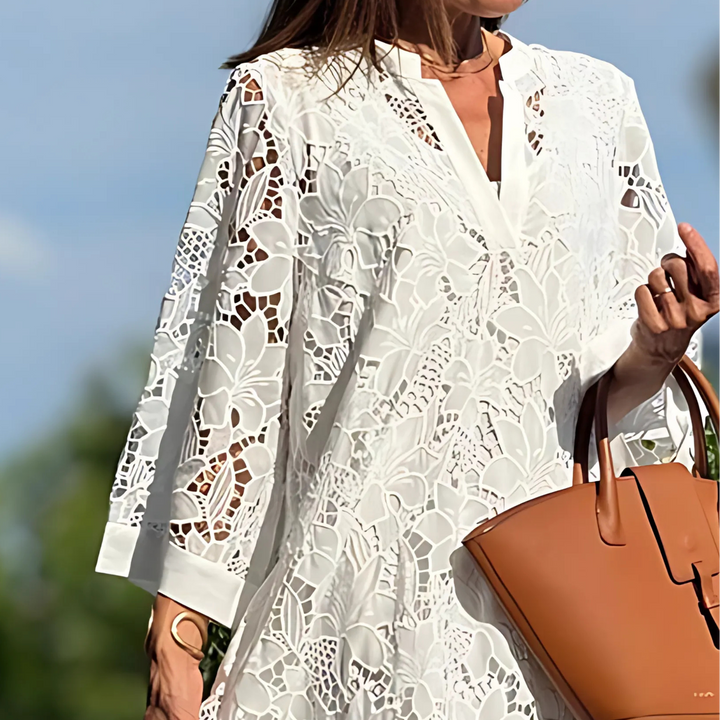 Donna - Embroidered Lace Midi Dress