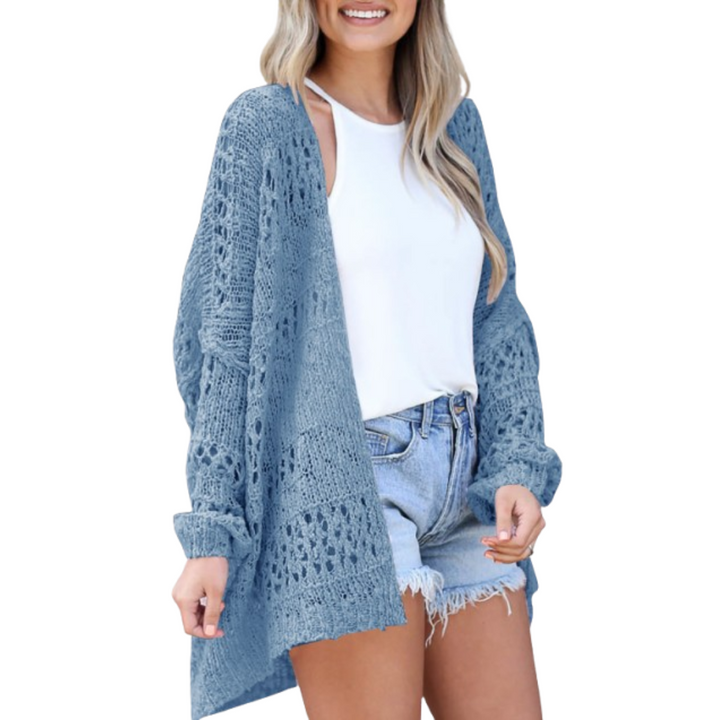 Harper-Open-Knit Longline Cardigan