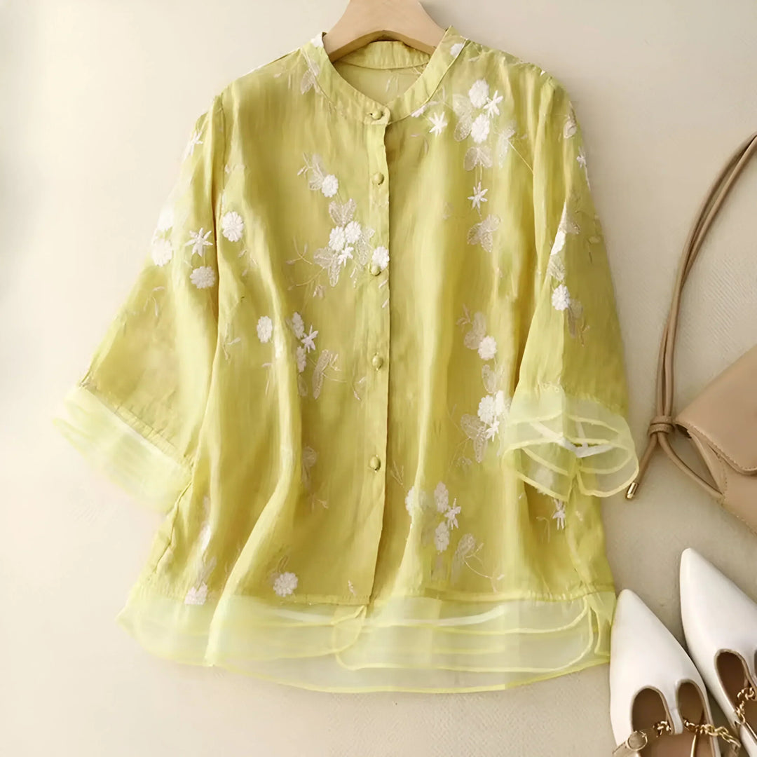 Celeste - Embroidered Cotton Blouse