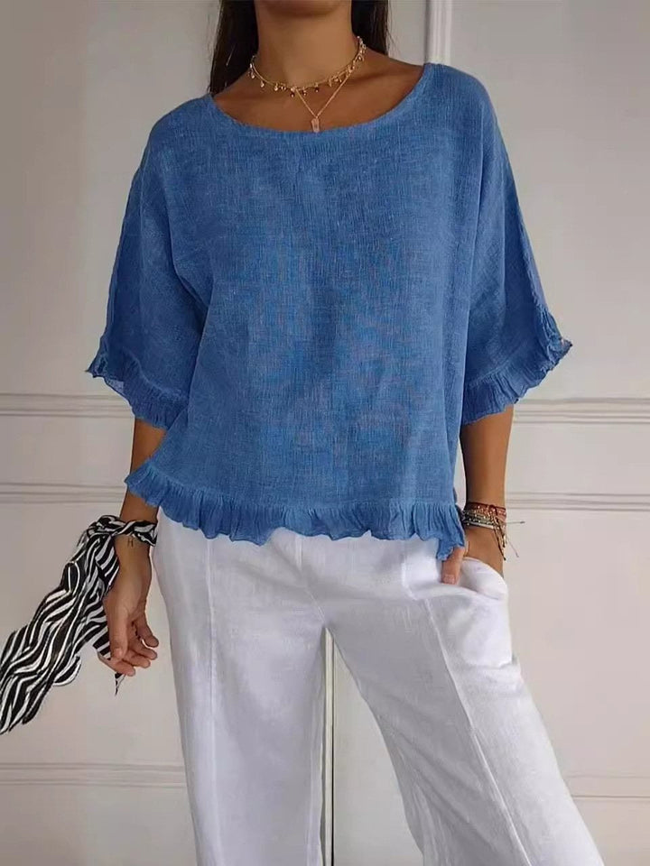 Azure-Coast Ruffle Blouse