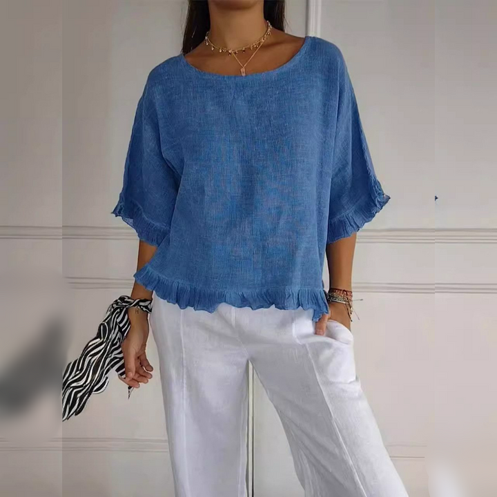 Azure-Coast Ruffle Blouse