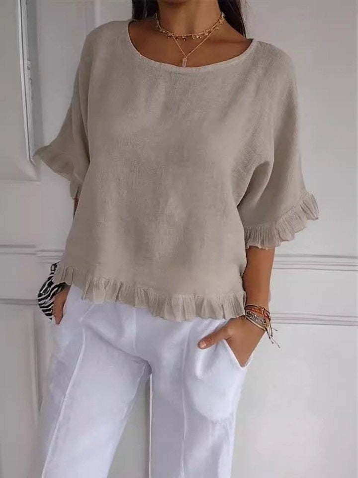 Azure-Coast Ruffle Blouse