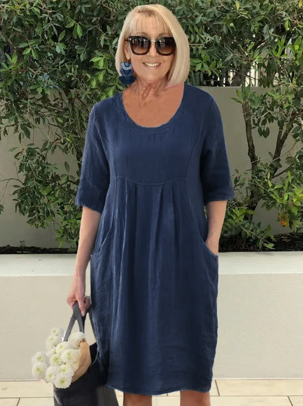 Lena - Relaxed Pleat Pocket Dress