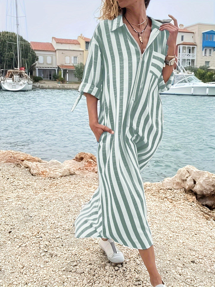 Marina – Relaxed Stripe Maxi Shirt Dress