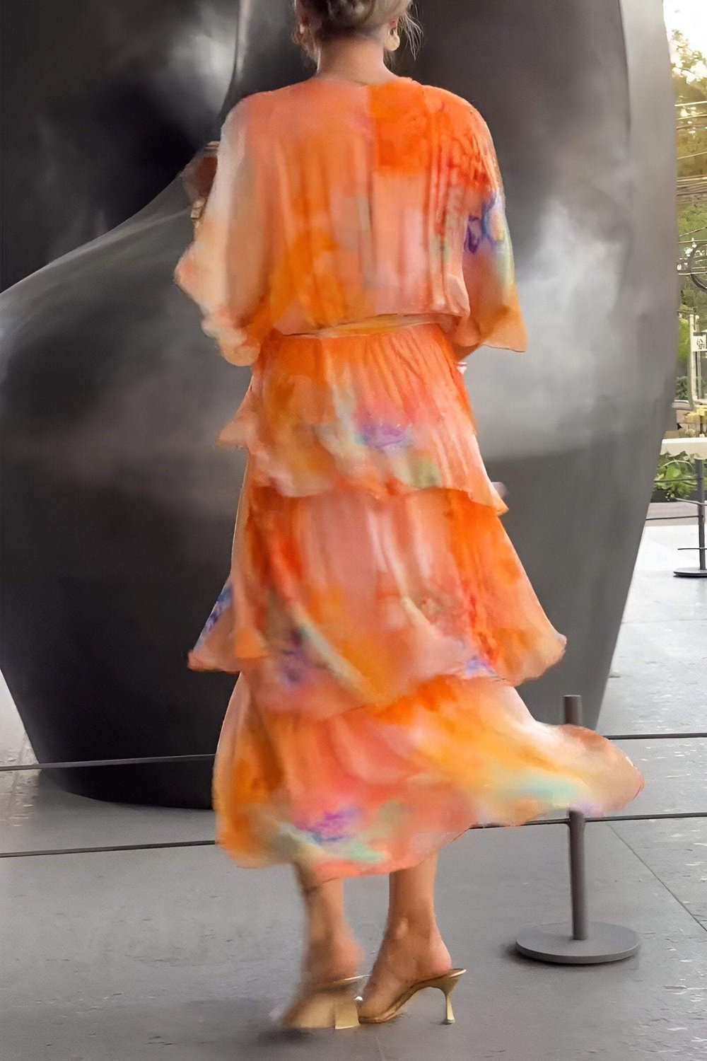 Aurora-Watercolour Layered Maxi Dress