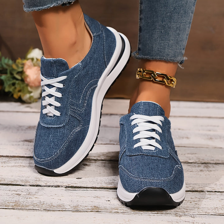 Riley-Denim Lace-Up Trainers
