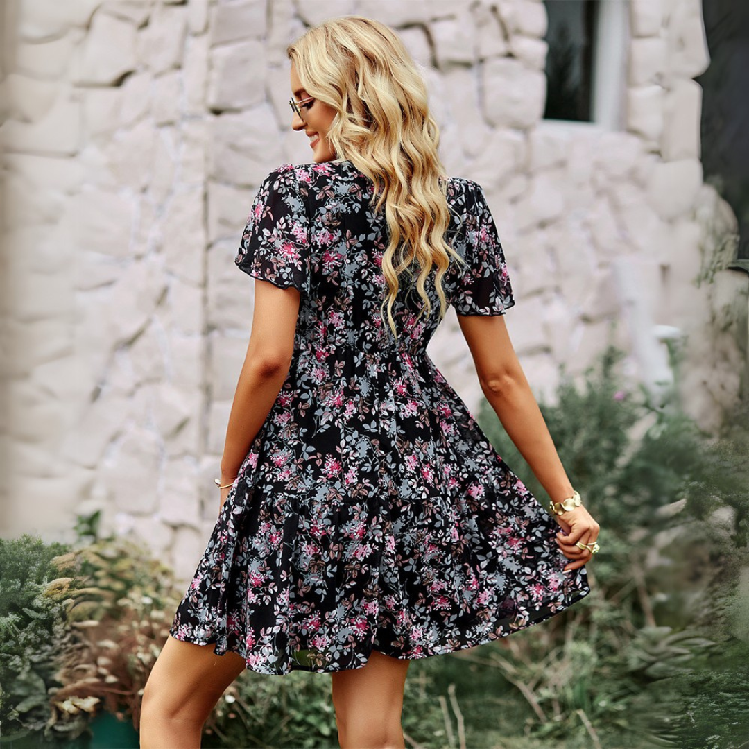 Emilia - Floral V-Neck Tiered Dress