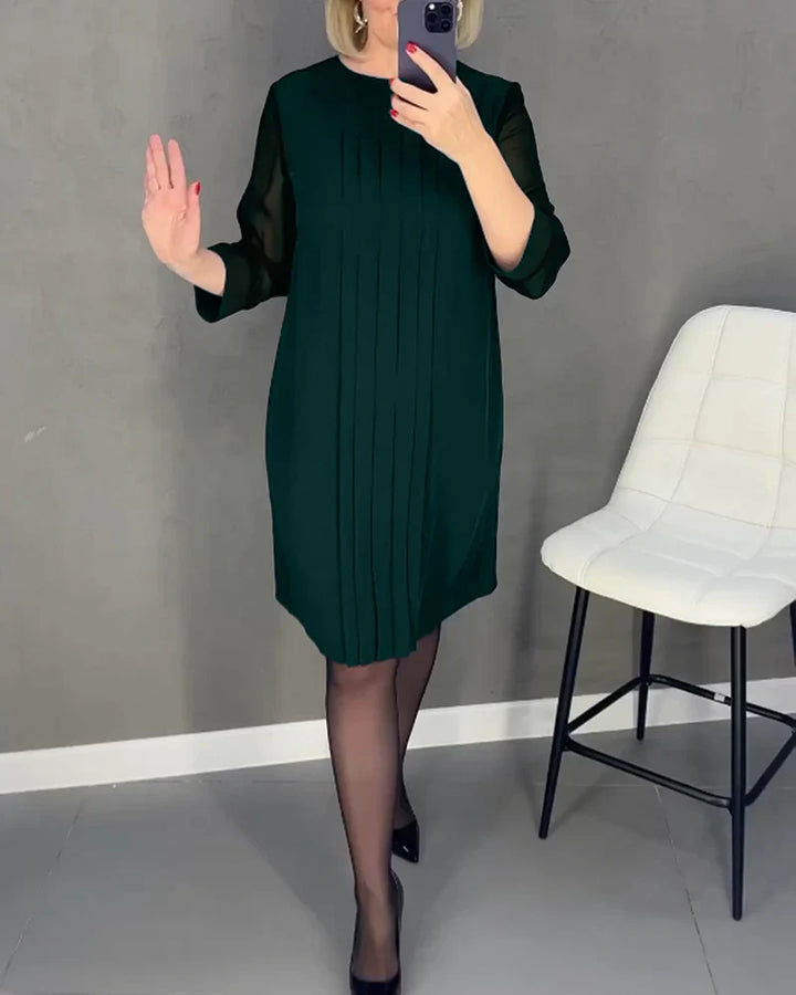 Marla-Pleated Shift Dress