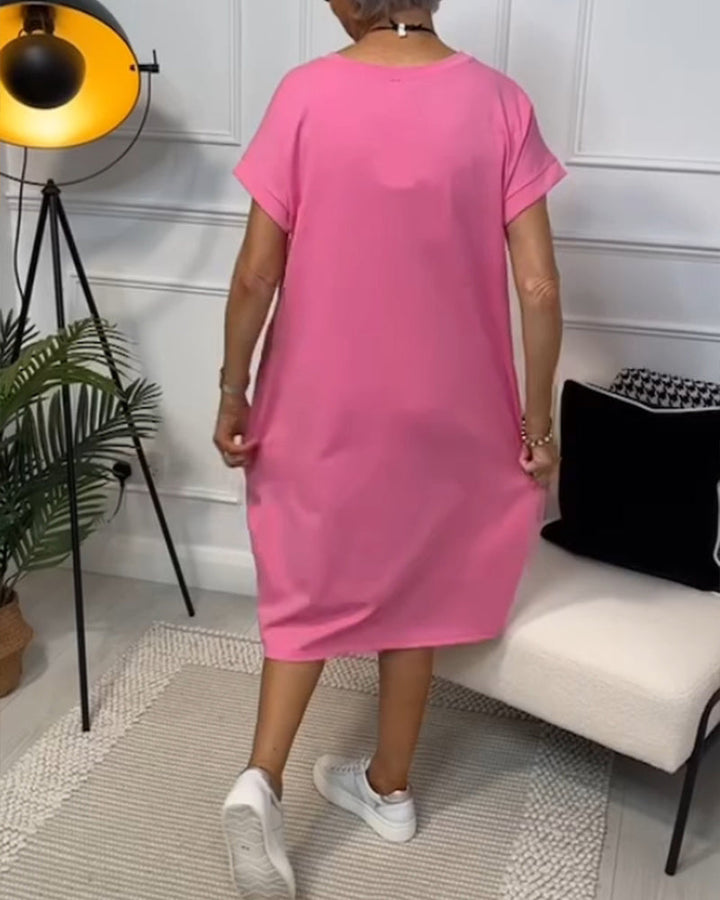 Nova-Relaxed Pocket T-Shirt Dress