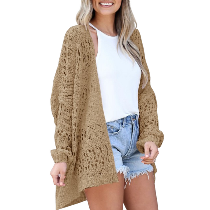 Harper-Open-Knit Longline Cardigan