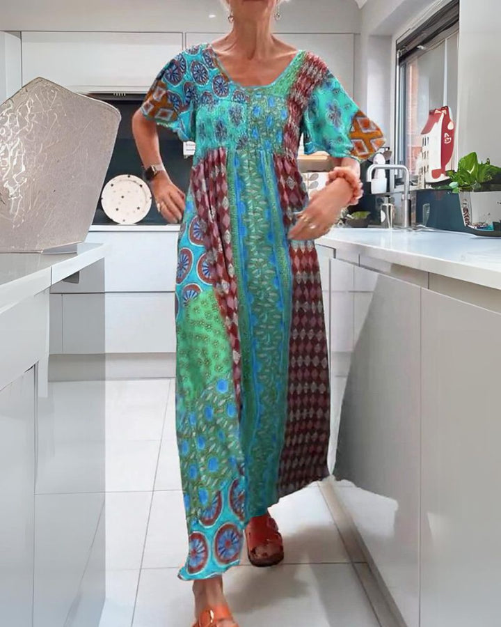Rosalyn - Boho Patch Maxi Dress