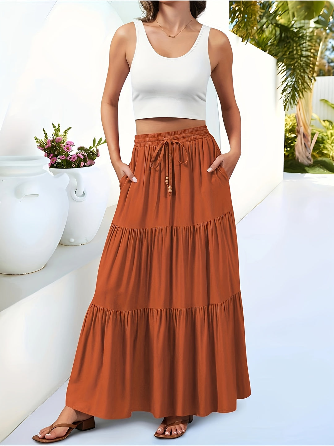 Jasmine – Drawstring Tier Maxi Skirt