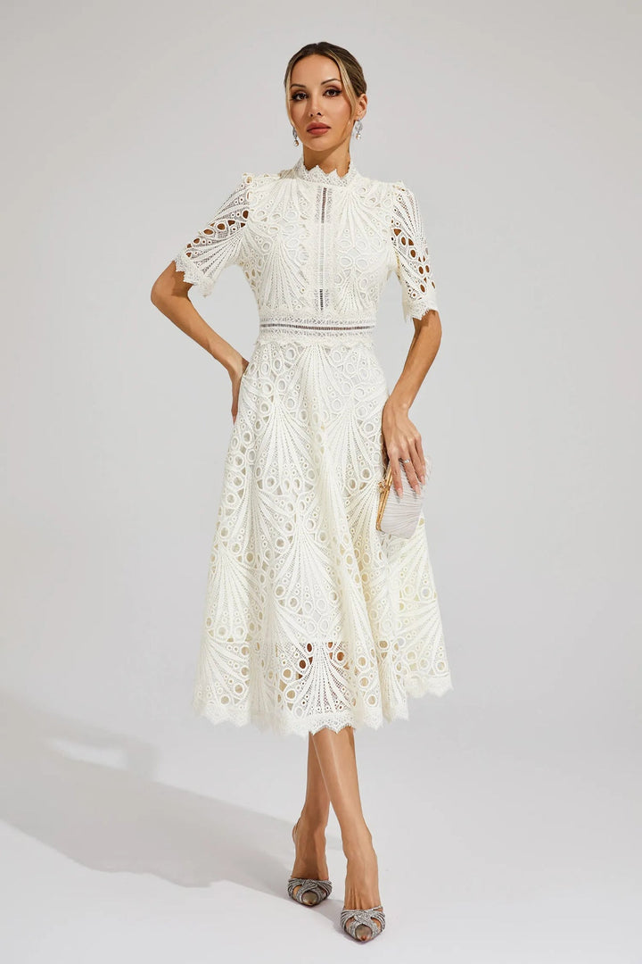 Carmen – Embroidered Lace Midi Dress