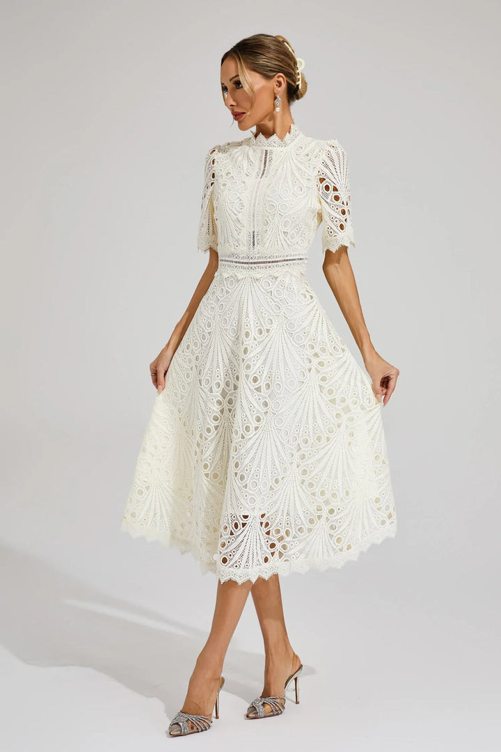 Carmen – Embroidered Lace Midi Dress