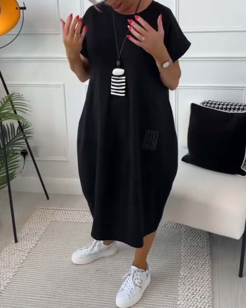 Nova-Relaxed Pocket T-Shirt Dress