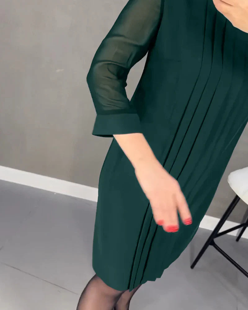 Marla-Pleated Shift Dress