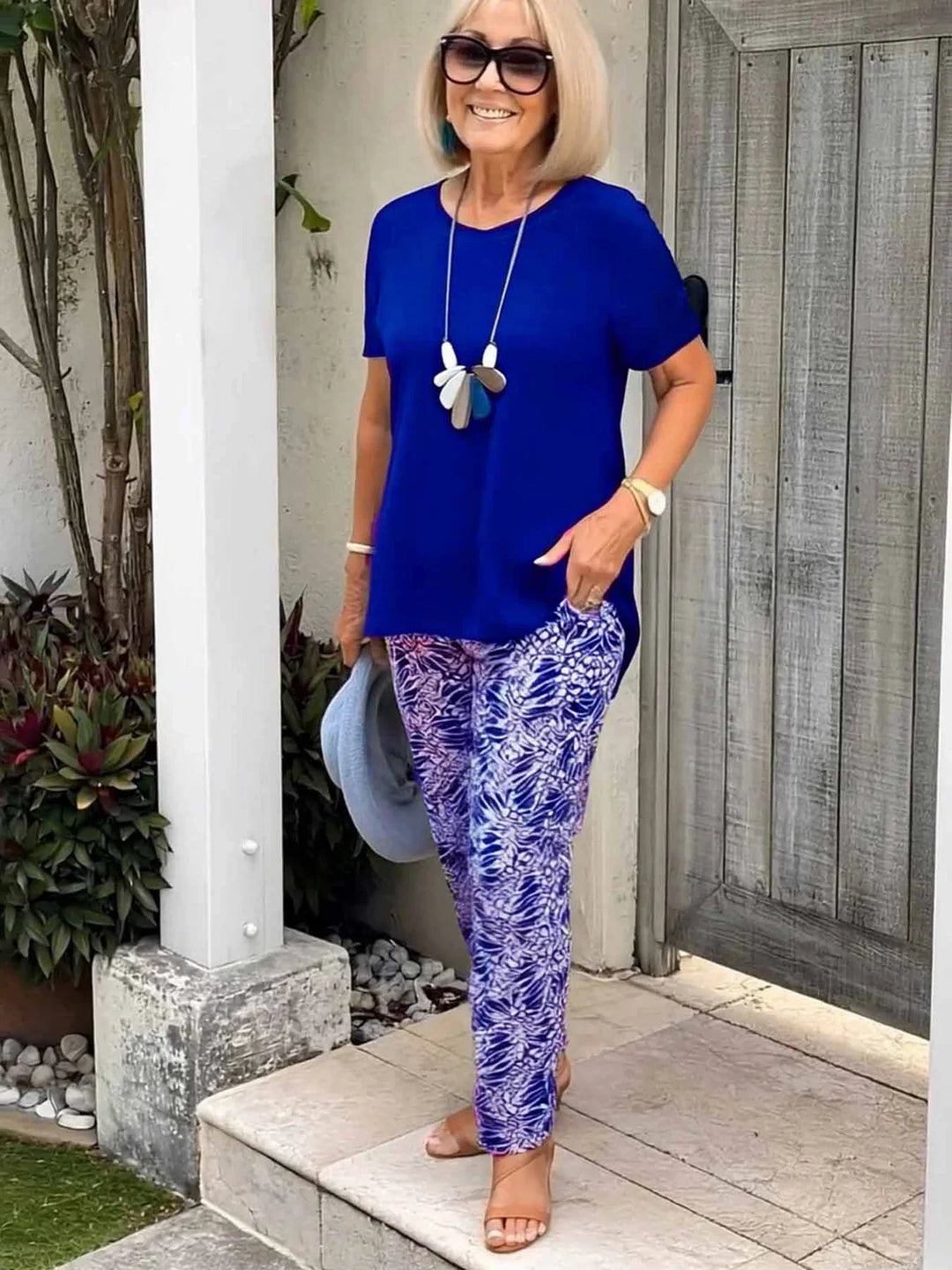 Claire-Soft Stretch Tee & Trousers Set