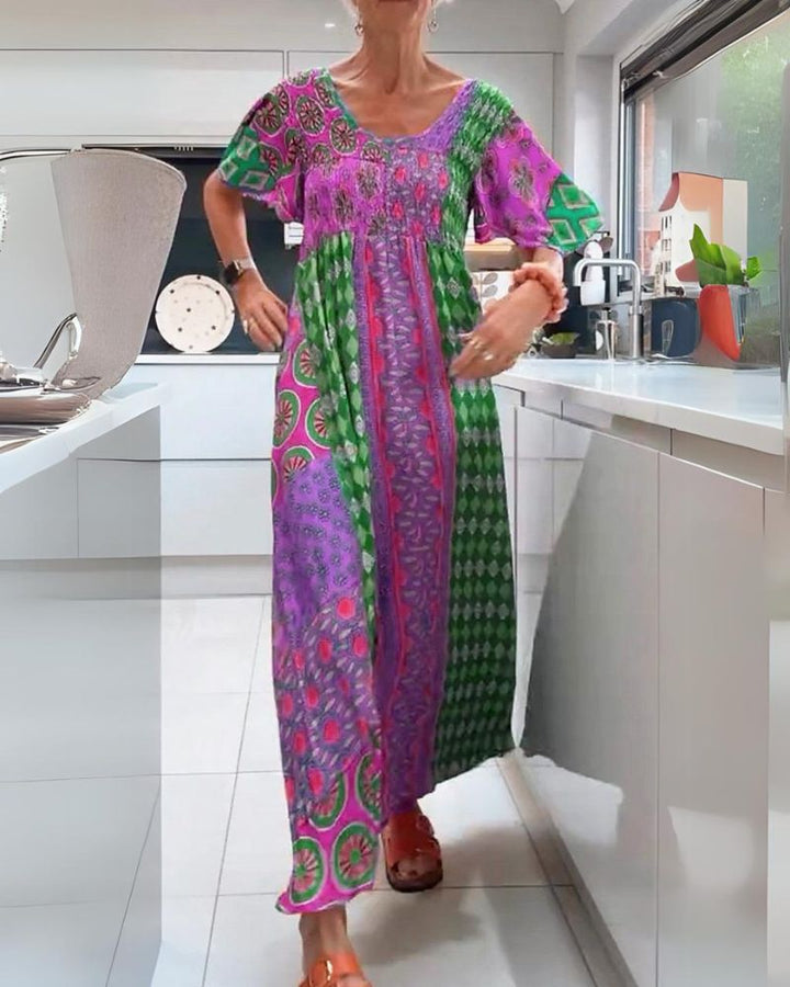 Rosalyn - Boho Patch Maxi Dress