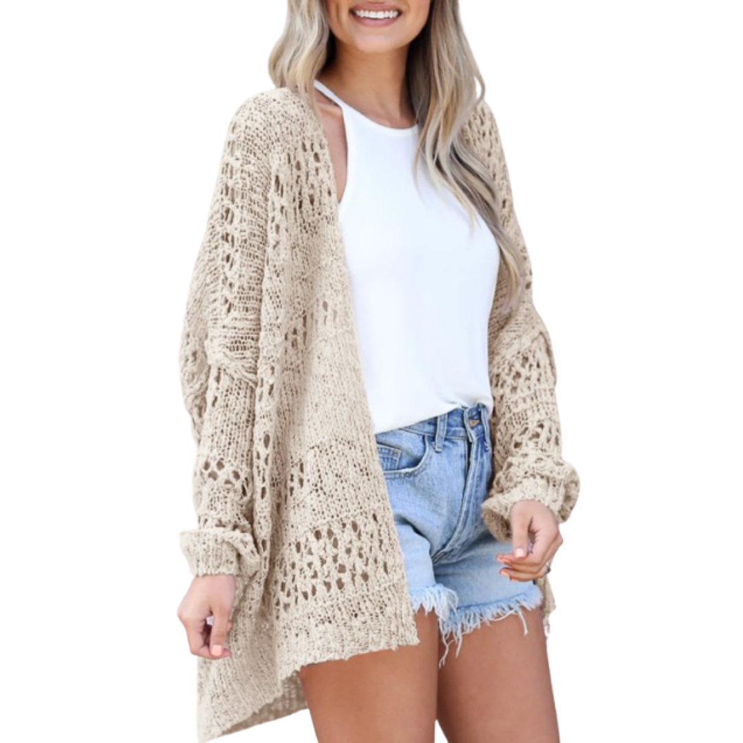 Harper-Open-Knit Longline Cardigan