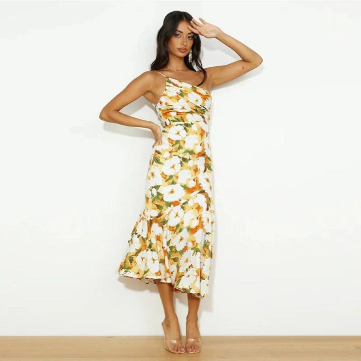 The Avencea Dress – One-Shoulder Floral Midi Dress
