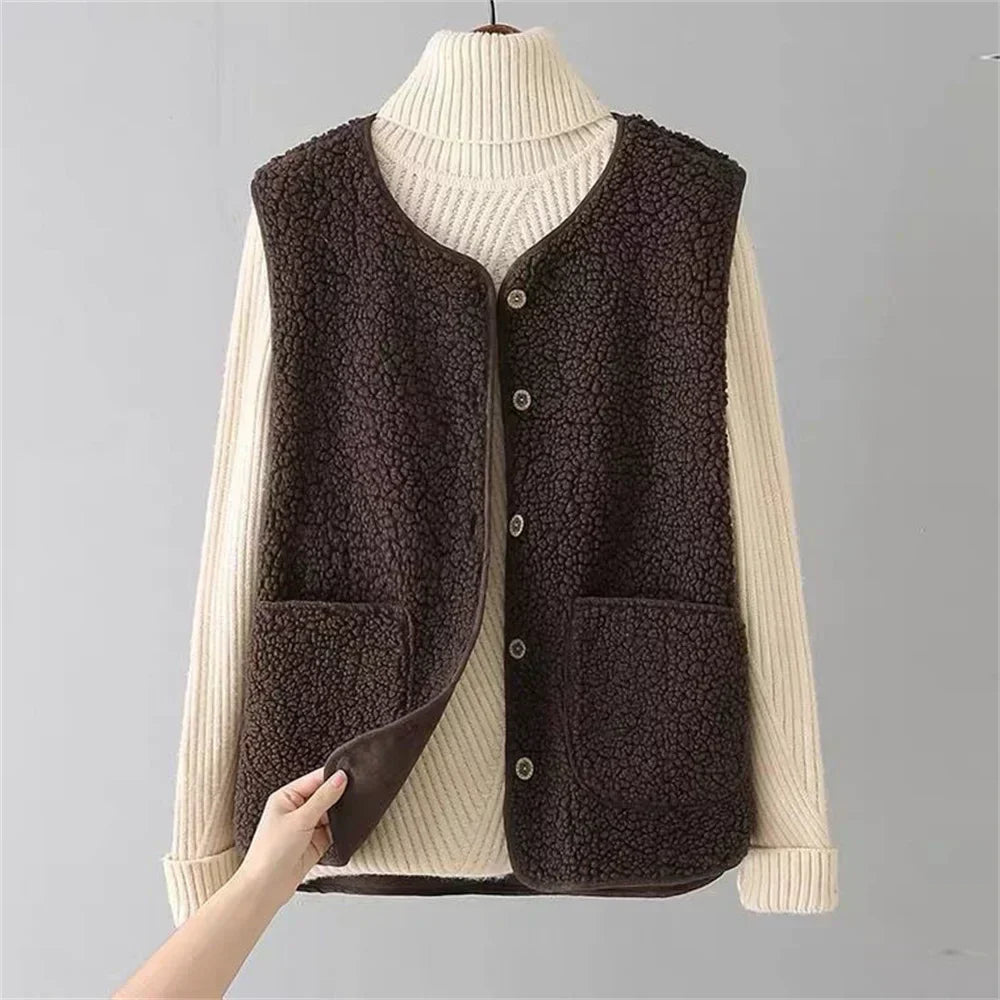 Colette-Button-Front Fleece Vest
