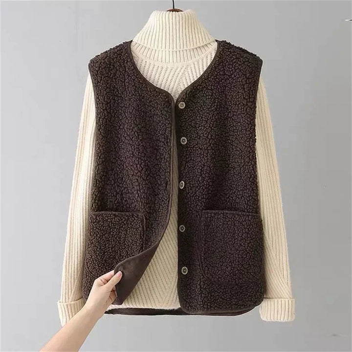 Colette-Button-Front Fleece Vest