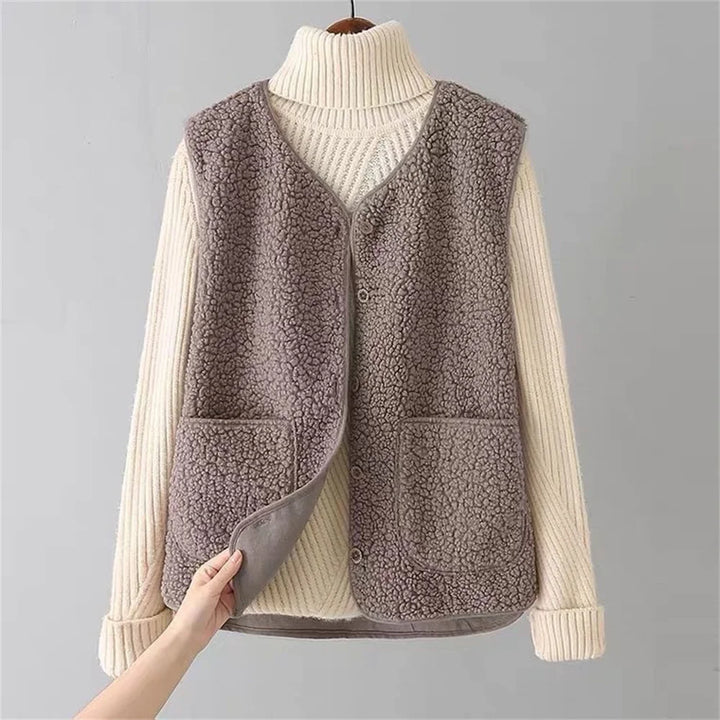 Colette-Button-Front Fleece Vest
