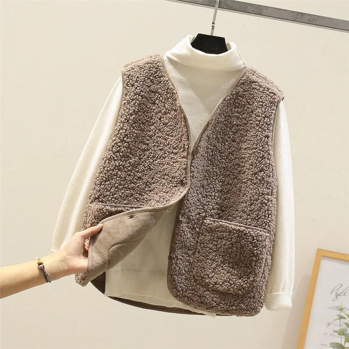 Colette-Button-Front Fleece Vest