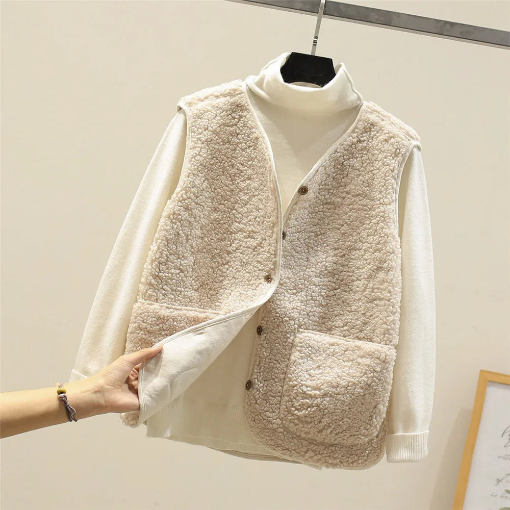 Colette-Button-Front Fleece Vest