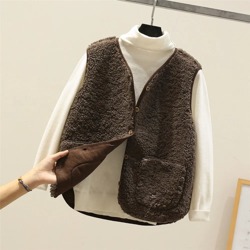 Colette-Button-Front Fleece Vest