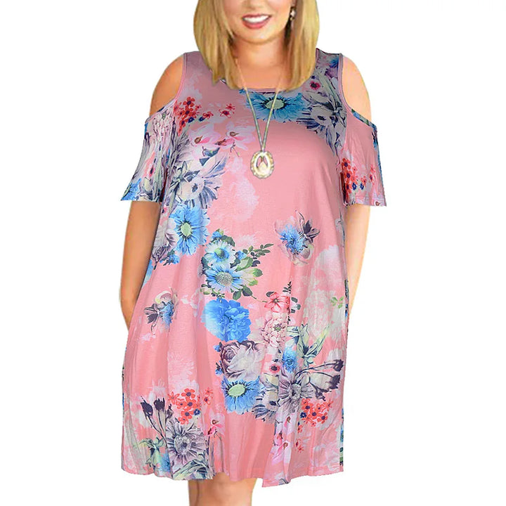 Brielle – Cold Shoulder Floral Swing Dress