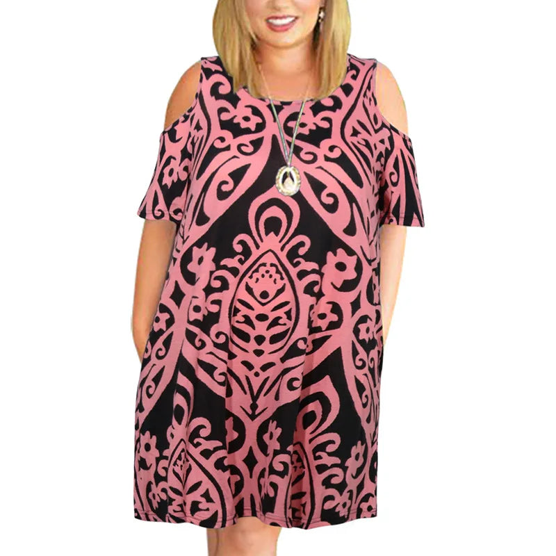 Brielle – Cold Shoulder Floral Swing Dress