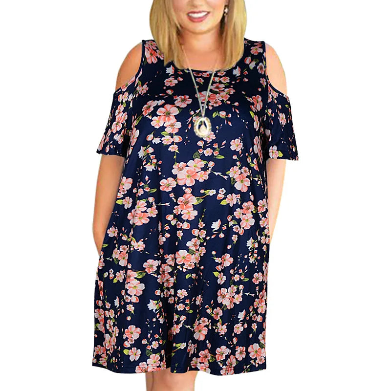 Brielle – Cold Shoulder Floral Swing Dress