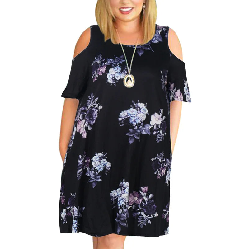 Brielle – Cold Shoulder Floral Swing Dress