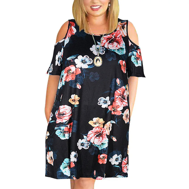 Brielle – Cold Shoulder Floral Swing Dress