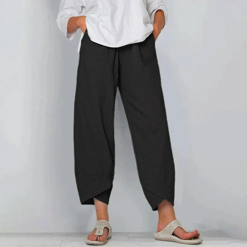 Mira-Tapered Hem Cotton Trousers