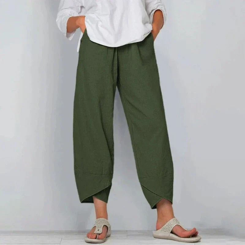 Mira-Tapered Hem Cotton Trousers